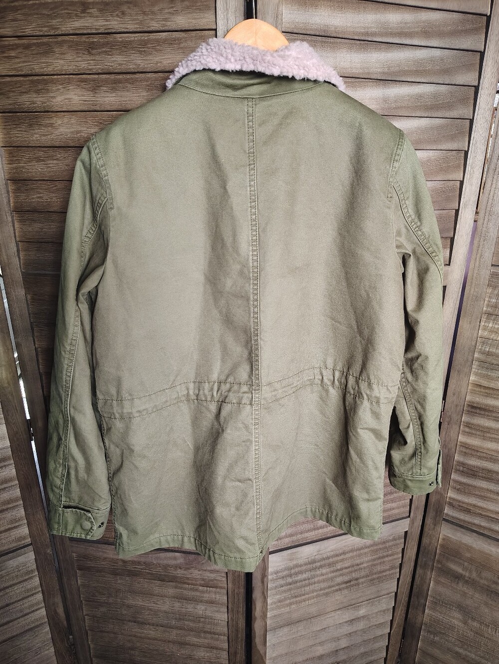 Madewell Lavender Sherpa Trimmed Olive Field Utility Jacket - Picture 5 of 9